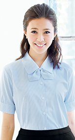 RB4540 BONMAX/リサール 丸衿×リボンが女性らしくカワイイ半袖ブラウス 36-RB4540