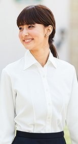 01135 en joie(アンジョア) 首元をきれいにみせ優美なシルエット長袖シャツ 93-01135