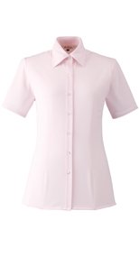 06165 en joie(アンジョア) シワになりにくくストレッチで透け防止の半袖ニットシャツ 93-06165