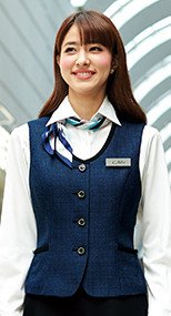 11730 en joie(アンジョア) 上質ボタンが印象的なブルーツイードの爽やかベスト 93-11730