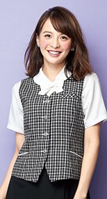 1950 en joie(アンジョア) やさしさ漂うツートンチェックのモノトーンな大人らしいベスト 93-1950
