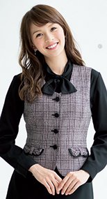 en joie(アンジョア) 11560 クラシカルな上品さ×ウール混のチェック柄ベスト 93-11560