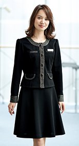 en joie(アンジョア) 51693 女性らしいシルエット×ニットで動きやすいフレアースカート 無地 93-51693