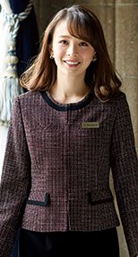 en joie(アンジョア) 81430 リッチ感あふれるノーカラーがツイードで大人の雰囲気漂うジャケット 93-81430