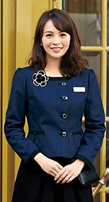 en joie(アンジョア) 81730 知的エレガンスで高級感のあるブルーツイードジャケット 93-81730
