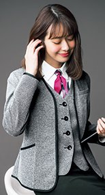 EAJ716 enjoy ノーカラージャケット ニットツイード 98-EAJ716