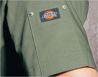 左袖 ディッキーズロゴ入りリベットポケット