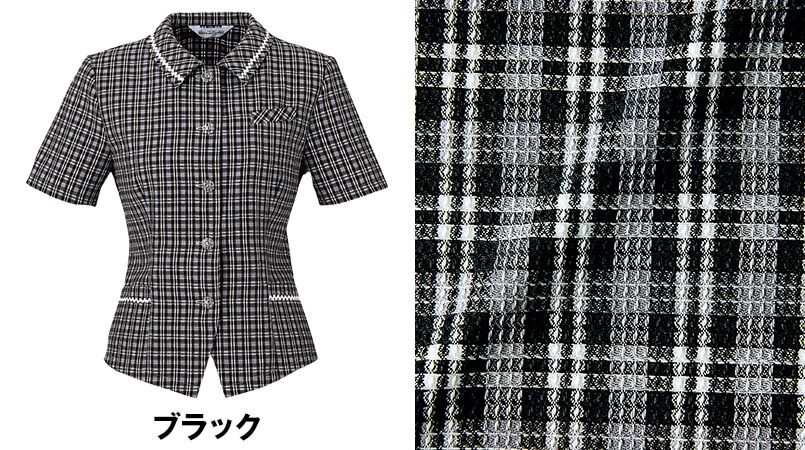 en joie(アンジョア) 2950 やさしさ漂うツートンチェックのオーバーブラウス 色展開