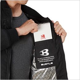 バートル 5260 MA-1 フライト防寒ジャケット(男女兼用) 内ポケット(マジックテープ止め)