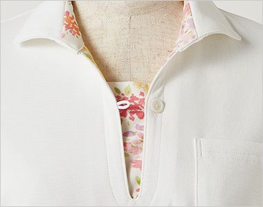 LW203 ローラ アシュレイ 半袖ニットシャツ ポロシャツ(女性用)NLK ボタンの開け閉めで印象を変えられる2WAY仕様