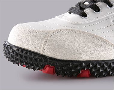 ジーベック 85129 セフティシューズ 棘(とげ)ソール スチール先芯 傷つきやすいつま先と、かかと部に耐久性が高いPVC素材で補強。