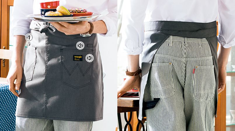 AZ64182 アイトス Wrangler(ラングラー) ショートエプロン(男女兼用) 商品詳細・こだわりPOINT