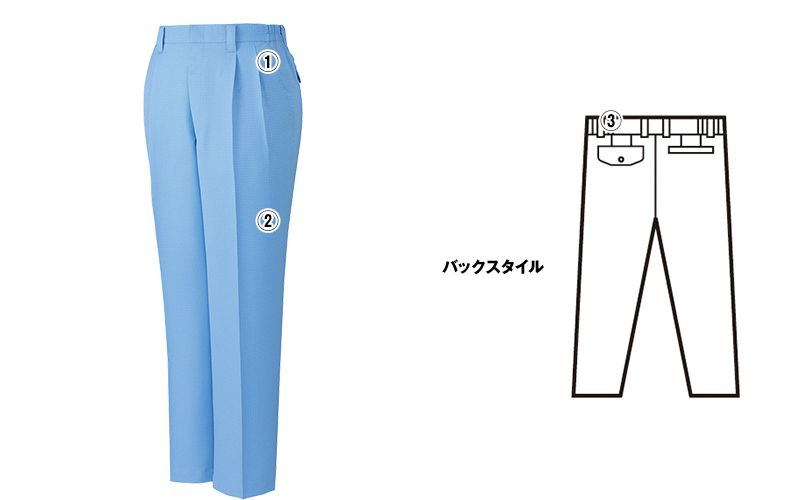 自重堂 80401 エコ高制電ツータックパンツ(IEC制電適合) 商品詳細・こだわりPOINT