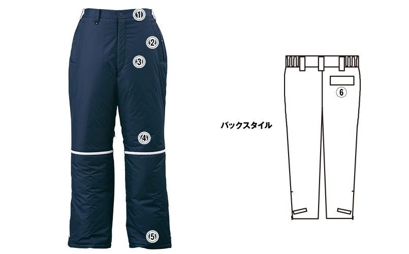 ジーベック 580 防水防寒パンツ 中綿 商品詳細・こだわりPOINT