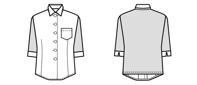 24218 BONUNI(ボストン商会) Tブラウス/五分袖(女性用) ストライプ ハンガーイラスト・線画