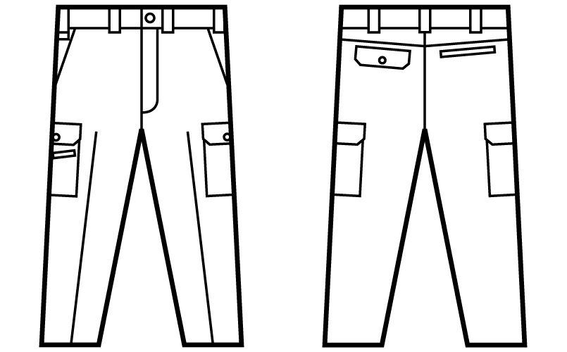 自重堂 51002 JAWIN ノータックカーゴパンツ ハンガーイラスト・線画