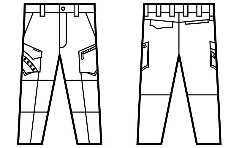 自重堂 51602 JAWIN ノータックカーゴパンツ ハンガーイラスト・線画