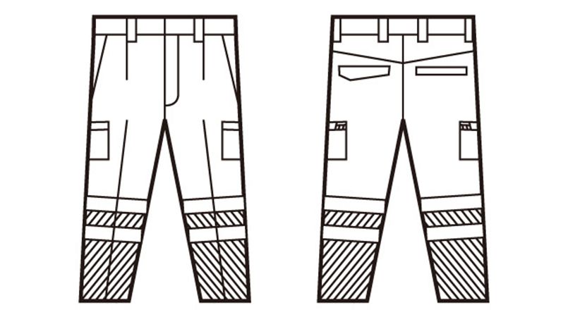 自重堂 82702 高視認性安全服 ワンタックカーゴパンツ(年間定番生地使用) ハンガーイラスト・線画