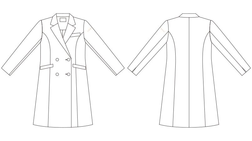 LW101 ローラアシュレイ 長袖ドクターコート(女性用) ハンガーイラスト・線画
