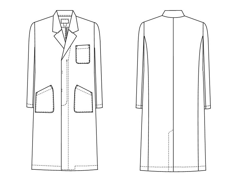 KEX5110 ナガイレーベン(nagaileben) ケックスター シングル診察衣長袖(男性用) ハンガーイラスト・線画